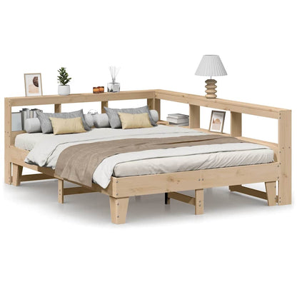 Bed met boekenkast zonder matras massief grenenhout 140x200 cm
