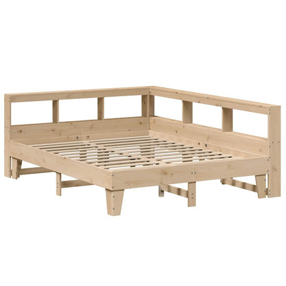 Bed met boekenkast zonder matras massief grenenhout 140x200 cm