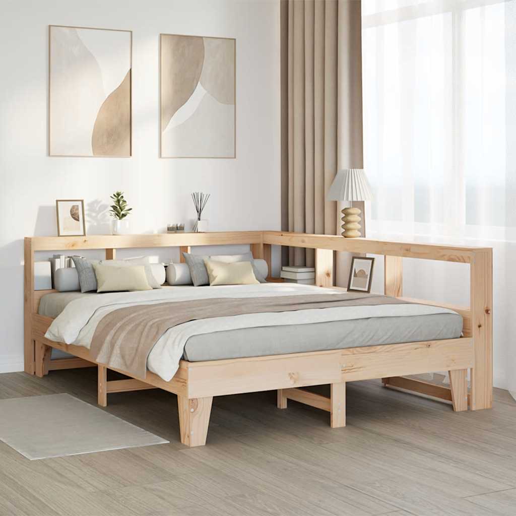 Bed met boekenkast zonder matras massief grenenhout 140x200 cm