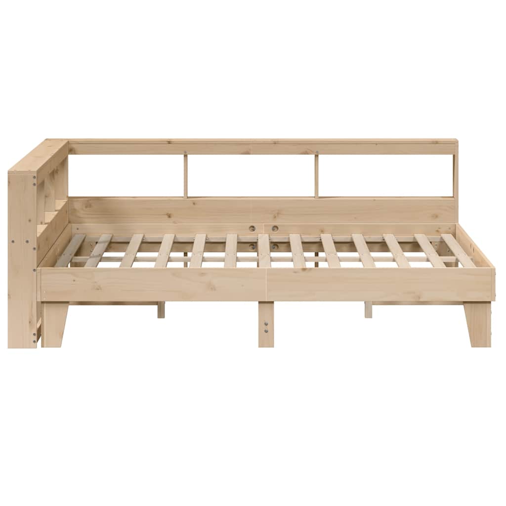 Bed met boekenkast zonder matras massief grenenhout 140x200 cm