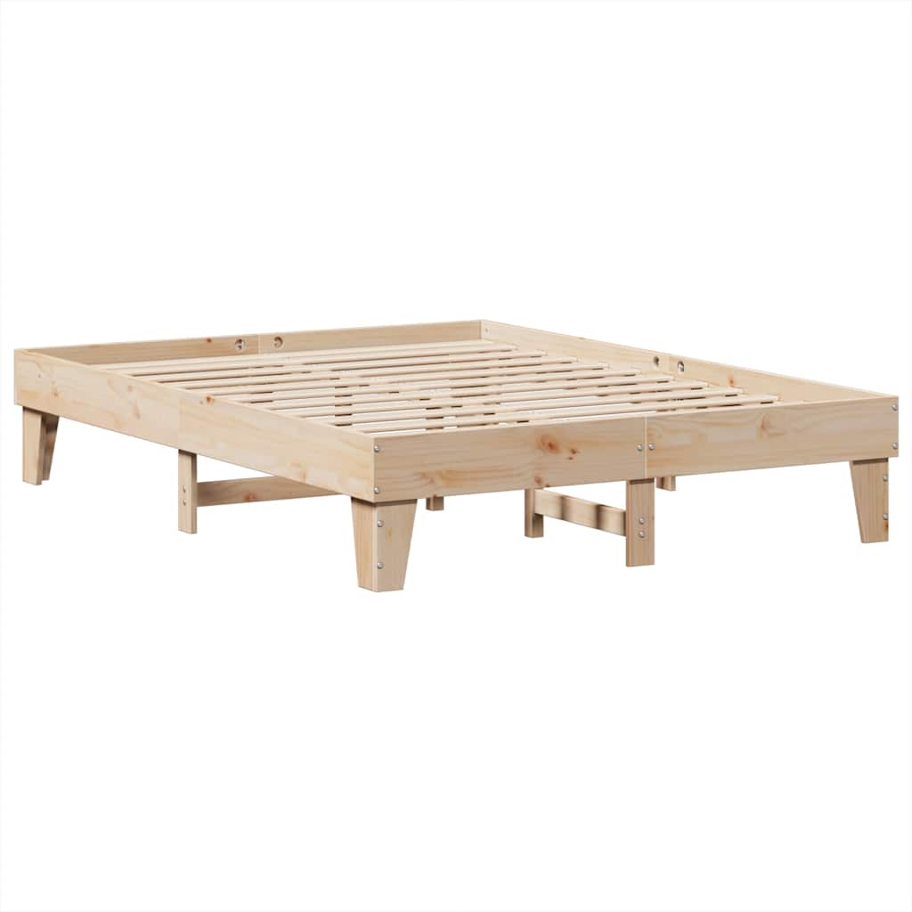 Bed met boekenkast zonder matras massief grenenhout 140x200 cm