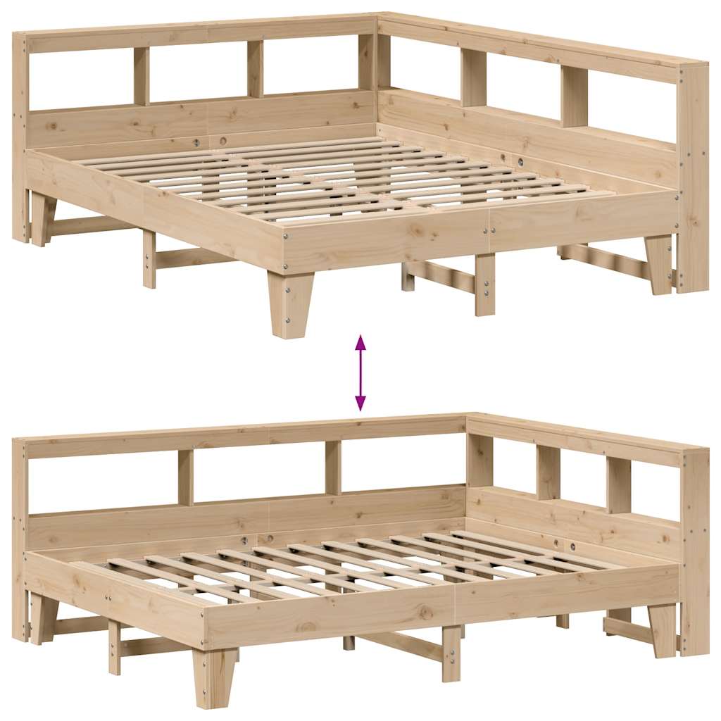 Bed met boekenkast zonder matras massief grenenhout 140x200 cm