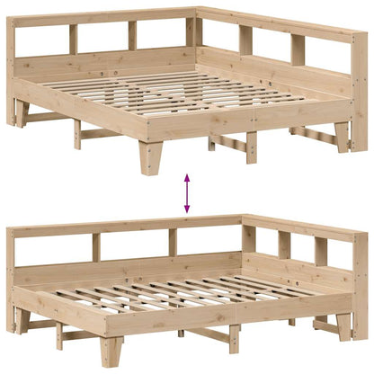Bed met boekenkast zonder matras massief grenenhout 140x200 cm