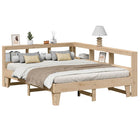 Bed 140x200 cm massief grenenhout met boekenkast