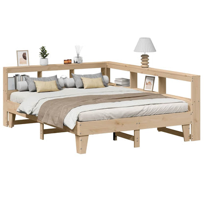 Bed met boekenkast zonder matras massief grenenhout 140x200 cm