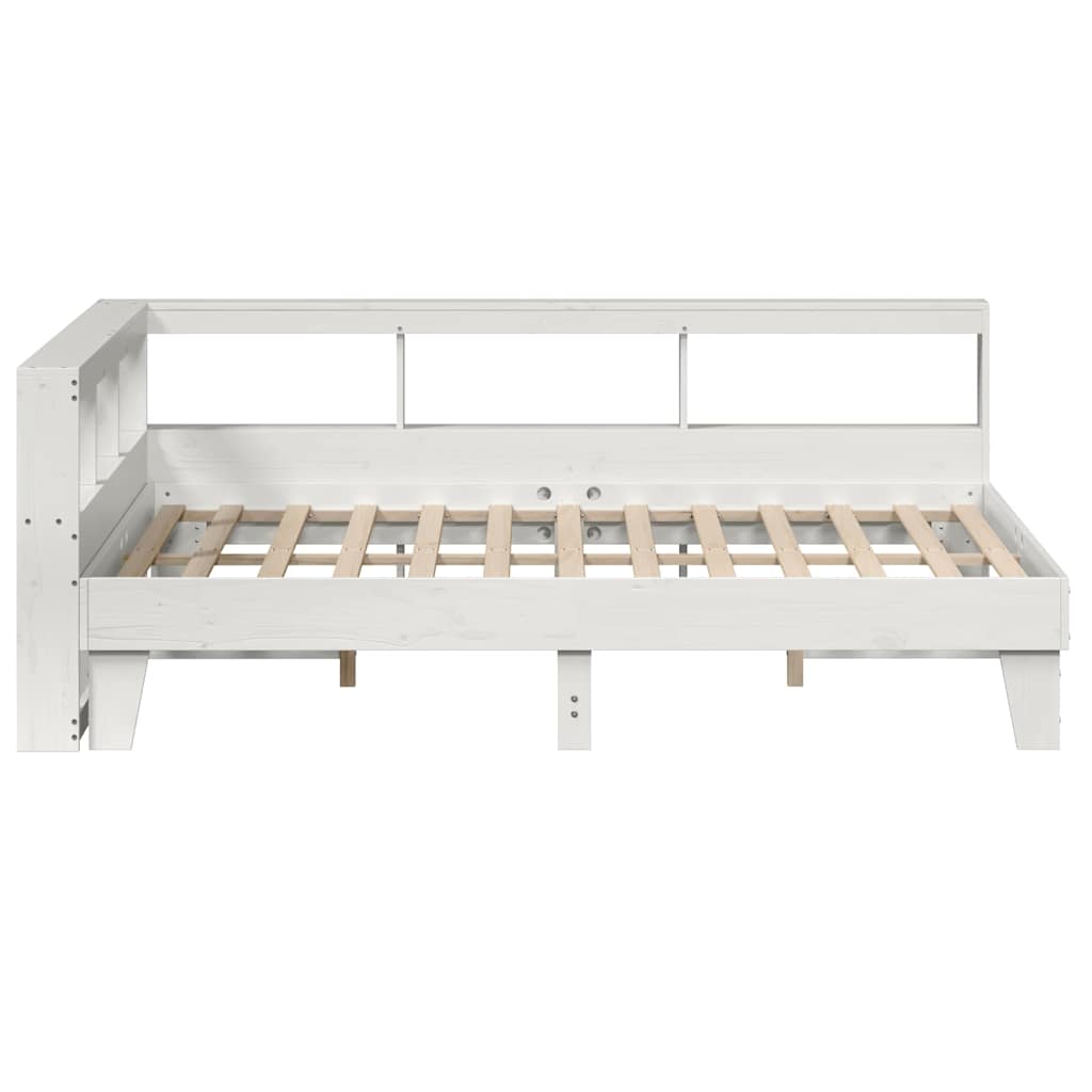 Bed Met Boekenkast Zonder Matras Grenenhout 140 x 200 cm Wit