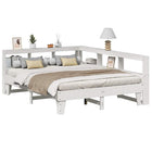 Bed with bookcase without mattress pine wood white 140x200 cm