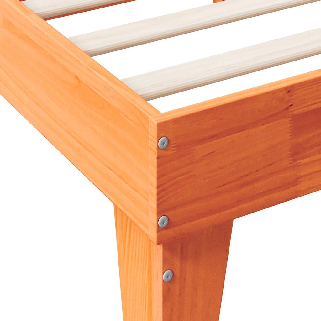 Bed met boekenkast zonder matras grenenhout wasbruin 140x200 cm