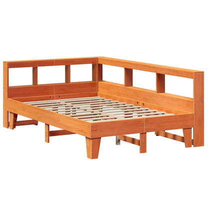 Bed Met Boekenkast Zonder Matras Grenenhout 120 x 200 cm Wasbruin