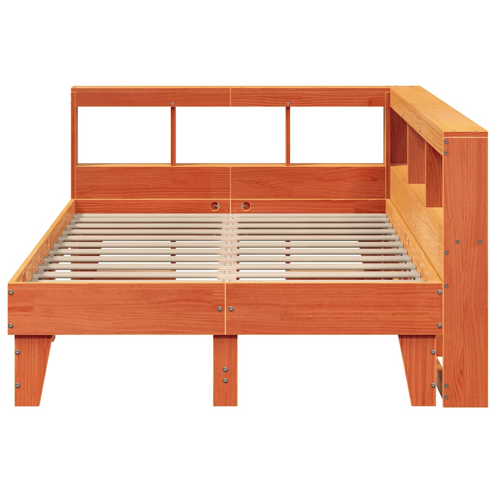 Bed Met Boekenkast Zonder Matras Grenenhout 120 x 200 cm Wasbruin