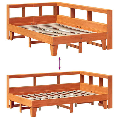 Bed Met Boekenkast Zonder Matras Grenenhout 120 x 200 cm Wasbruin