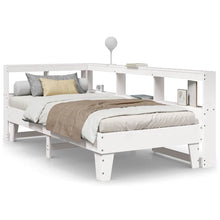 Bed met boekenkast zonder matras grenenhout wit 90x200 cm