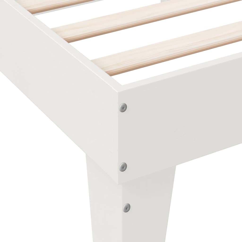 Bed met boekenkast zonder matras grenenhout wit 90x200 cm