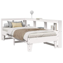 Bed met boekenkast zonder matras grenenhout wit 90x200 cm