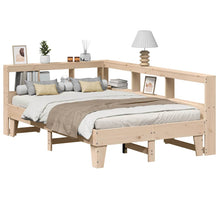 Bed Met Boekenkast Zonder Matras Massief Grenenhout 140 x 190 cm Naturel