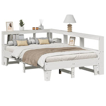 Bed met boekenkast zonder matras grenenhout wit 140x190 cm