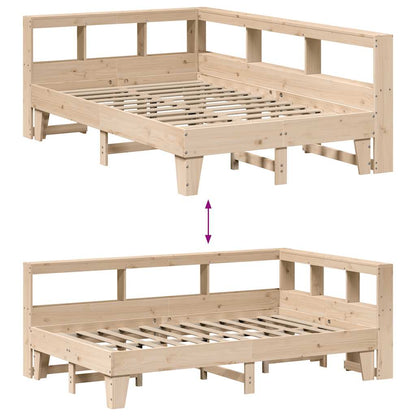 Bed met boekenkast zonder matras massief grenenhout 135x190 cm