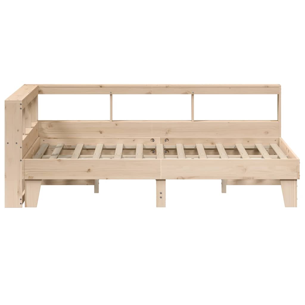 Bed Met Boekenkast Zonder Matras Massief Grenenhout 120 x 190 cm Naturel