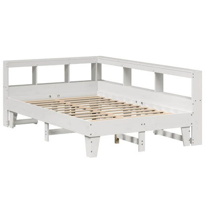Bed met boekenkast zonder matras grenenhout wit 120x190 cm