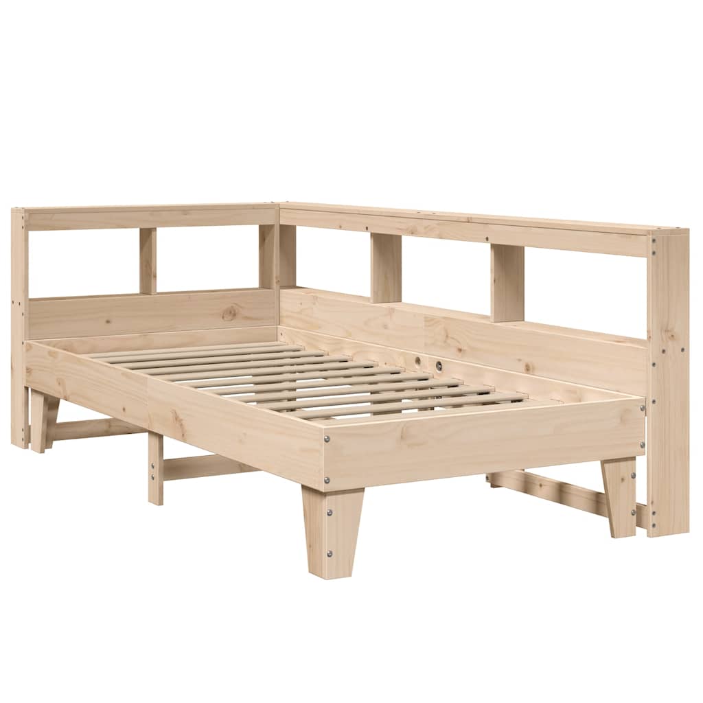 Bed met boekenkast zonder matras massief grenenhout 90x190 cm