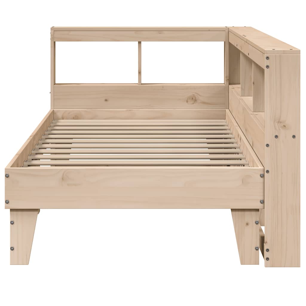 Bed met boekenkast zonder matras massief grenenhout 90x190 cm