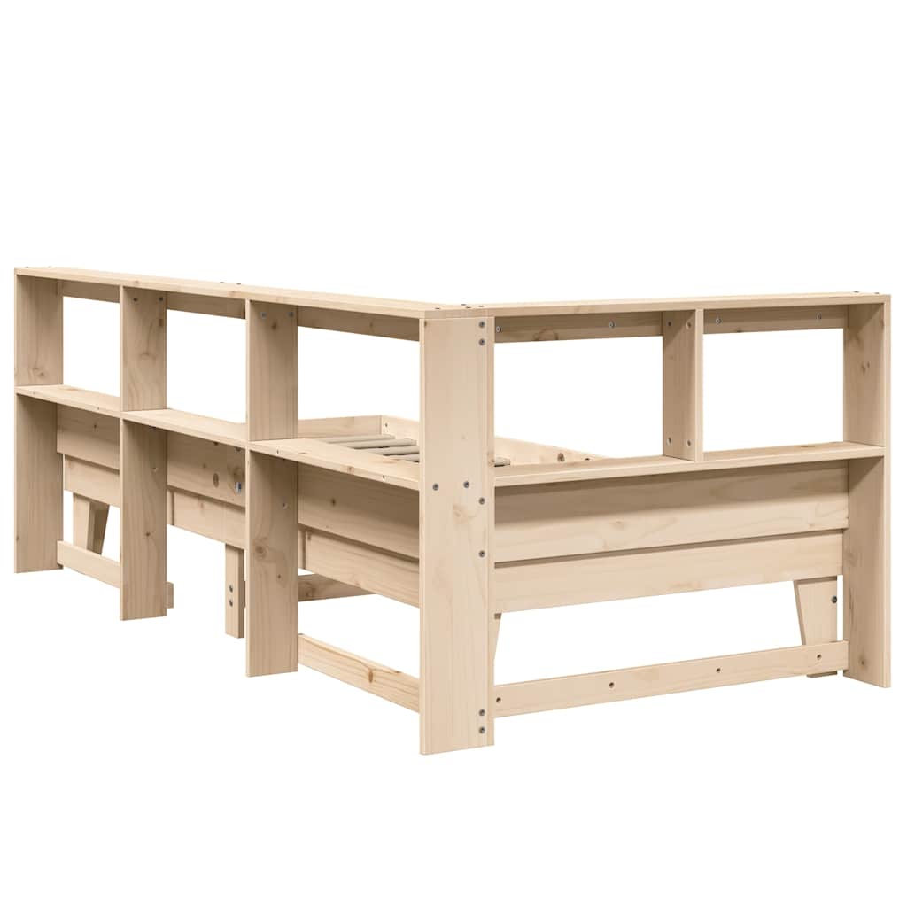 Bed met boekenkast zonder matras massief grenenhout 90x190 cm