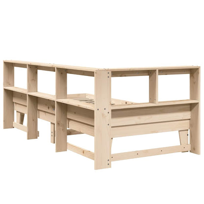 Bed met boekenkast zonder matras massief grenenhout 90x190 cm