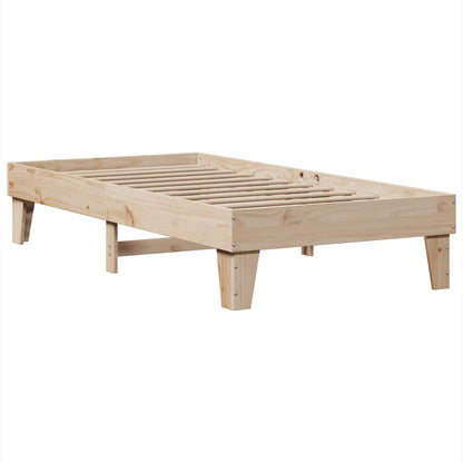 Bed met boekenkast zonder matras massief grenenhout 90x190 cm