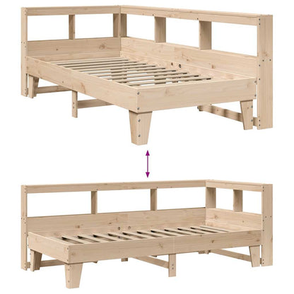 Bed met boekenkast zonder matras massief grenenhout 90x190 cm