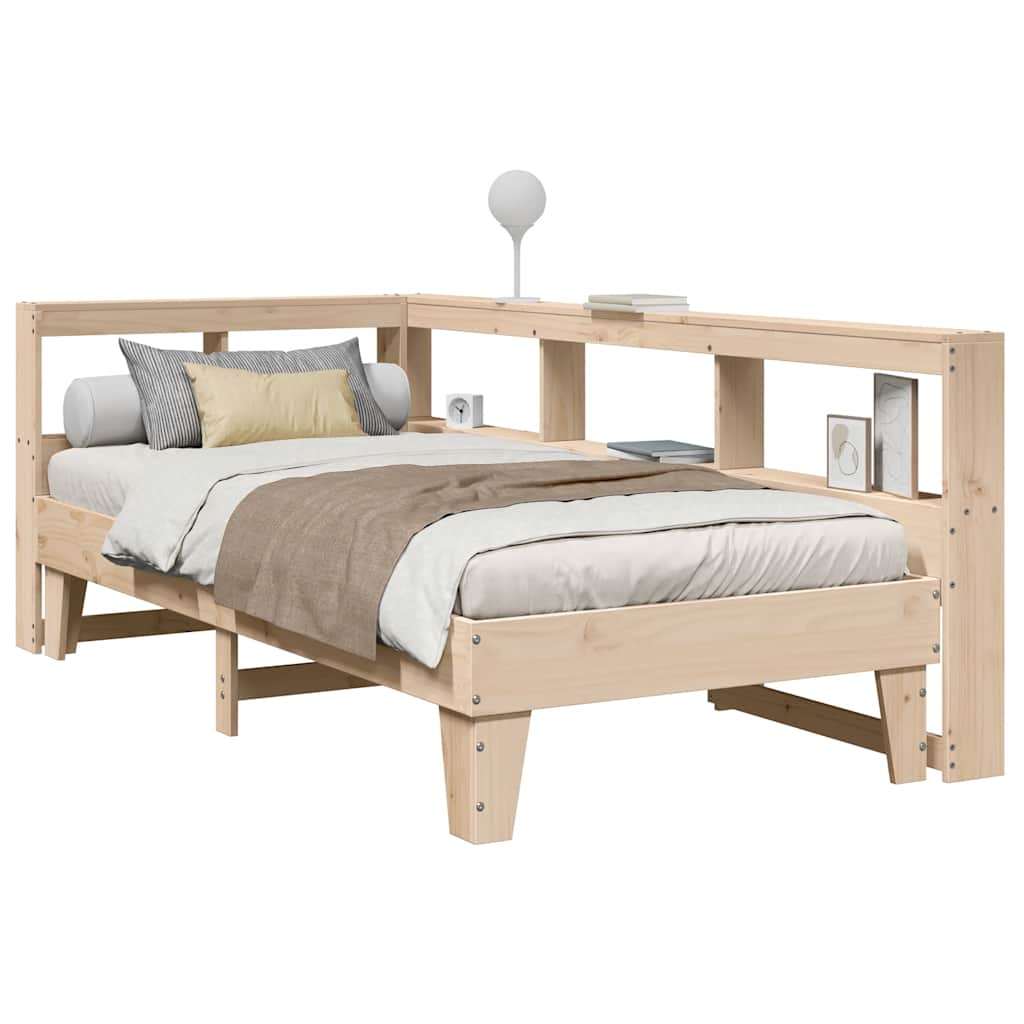 Bed met boekenkast zonder matras massief grenenhout 90x190 cm