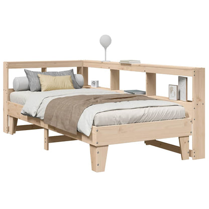 Bed met boekenkast zonder matras massief grenenhout 90x190 cm