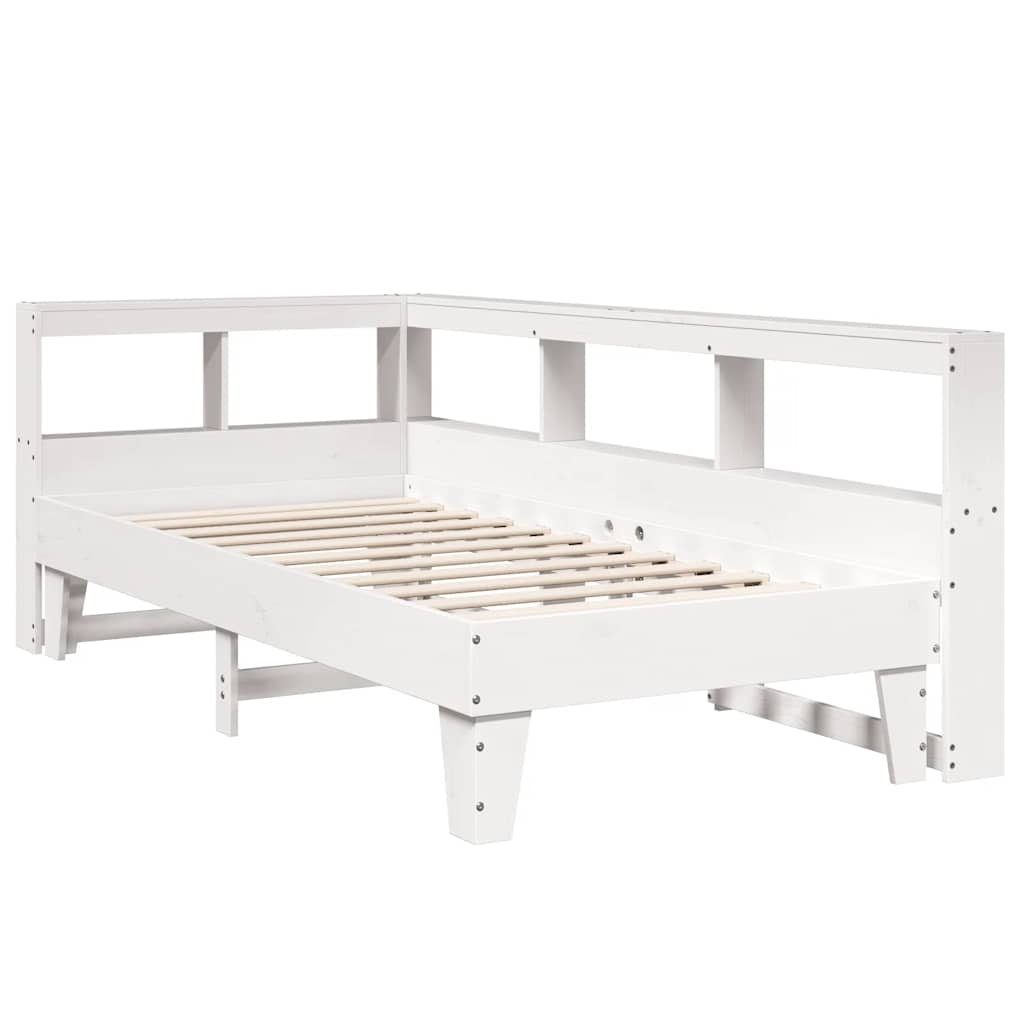 Bed Met Boekenkast Zonder Matras Grenenhout 90 x 190 cm Wit