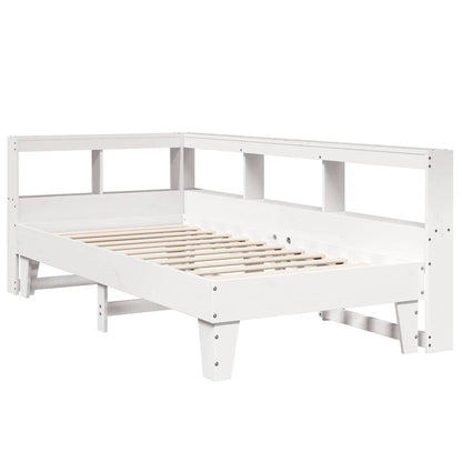 Bed Met Boekenkast Zonder Matras Grenenhout 90 x 190 cm Wit