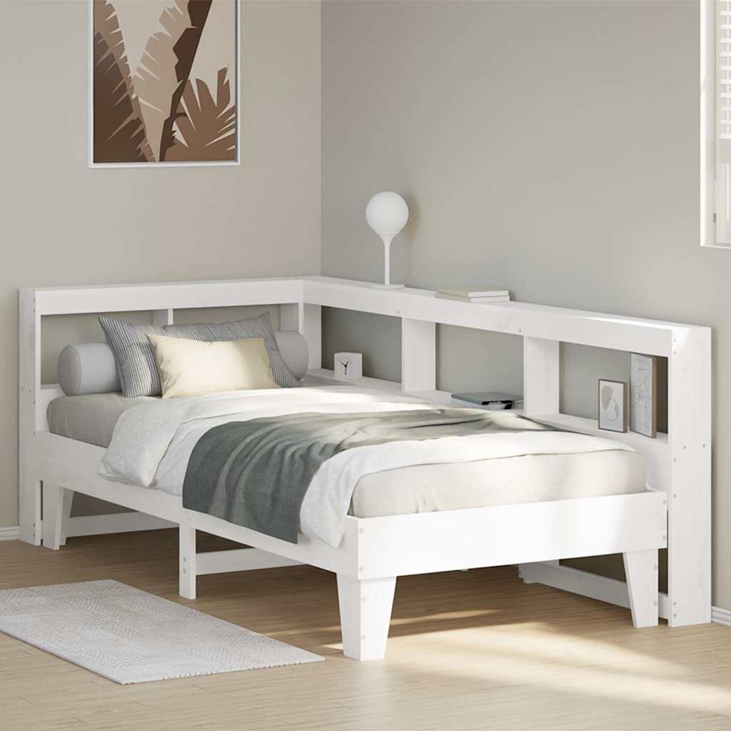 Bed Met Boekenkast Zonder Matras Grenenhout 90 x 190 cm Wit