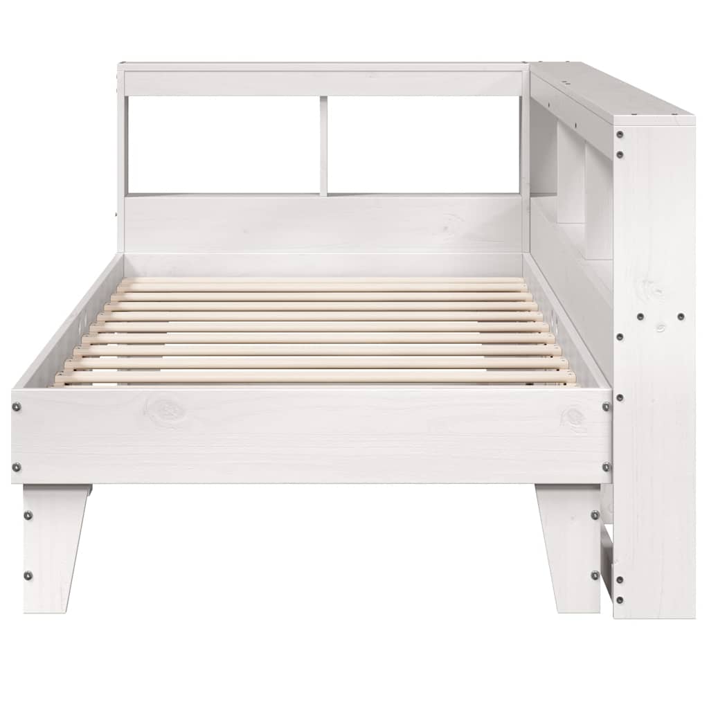 Bed Met Boekenkast Zonder Matras Grenenhout 90 x 190 cm Wit