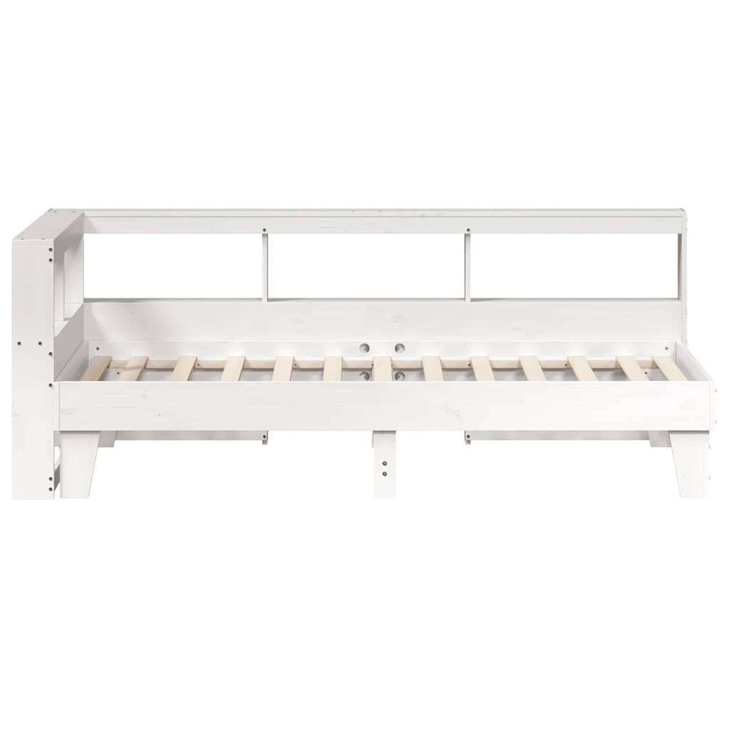 Bed Met Boekenkast Zonder Matras Grenenhout 90 x 190 cm Wit