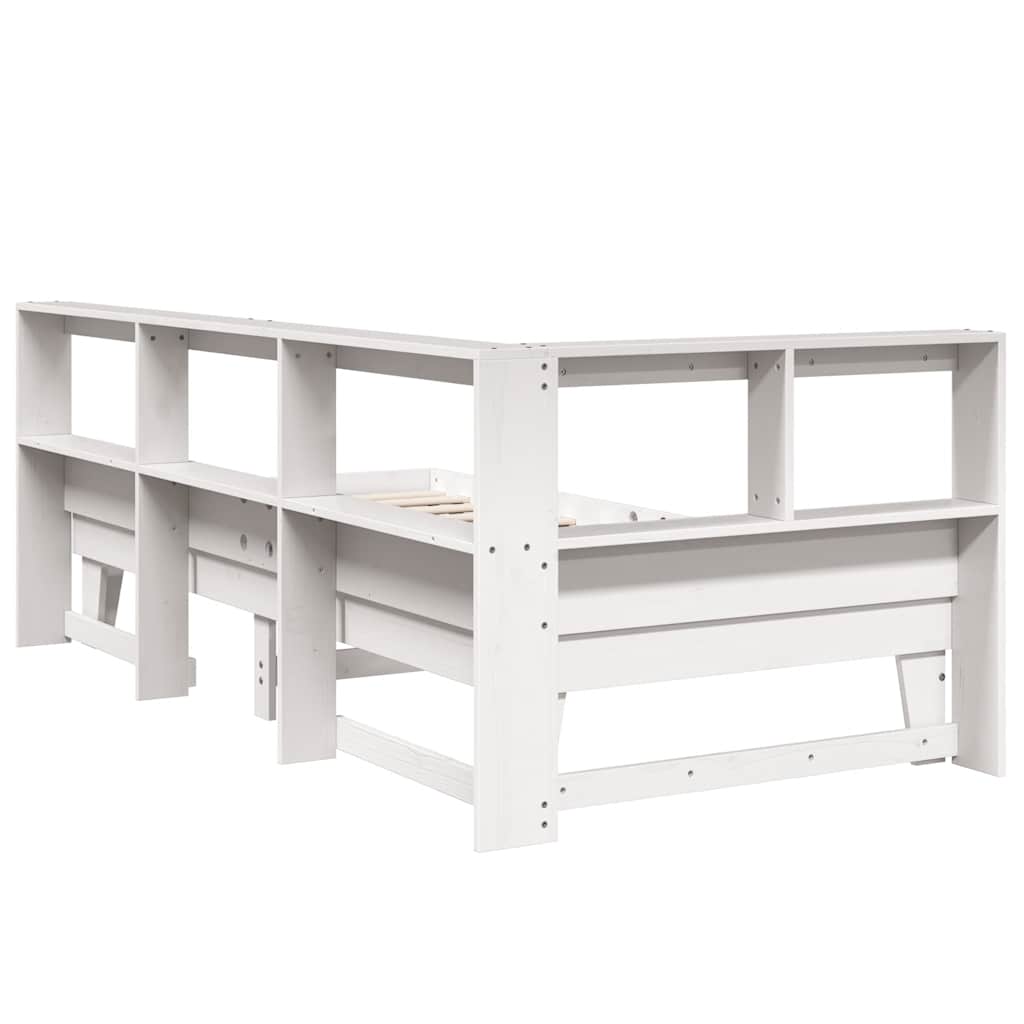 Bed Met Boekenkast Zonder Matras Grenenhout 90 x 190 cm Wit