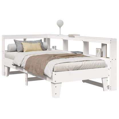 Bed Met Boekenkast Zonder Matras Grenenhout 90 x 190 cm Wit