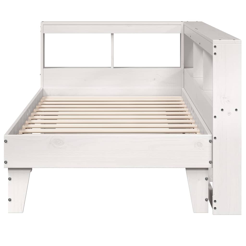 Bed met boekenkast zonder matras grenenhout wit 75x190 cm