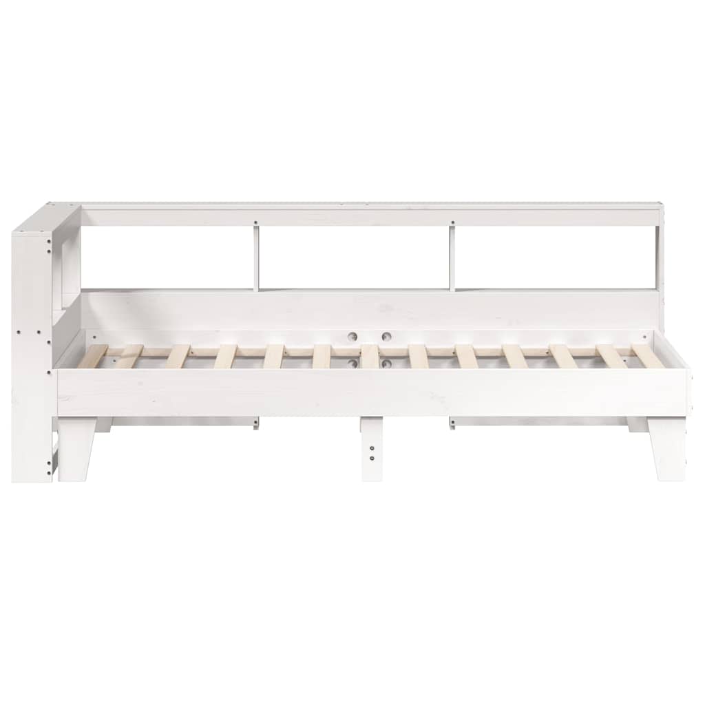 Bed met boekenkast zonder matras grenenhout wit 75x190 cm