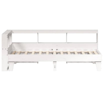 Bed met boekenkast zonder matras grenenhout wit 75x190 cm