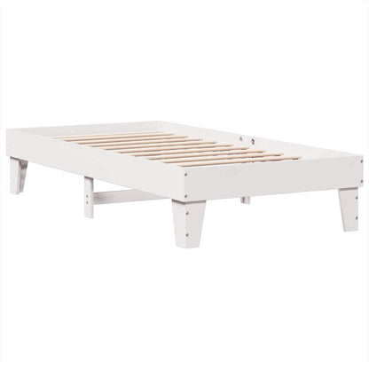 Bed met boekenkast zonder matras grenenhout wit 75x190 cm