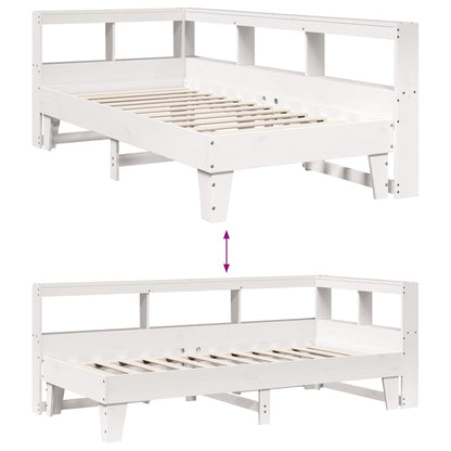 Bed met boekenkast zonder matras grenenhout wit 75x190 cm