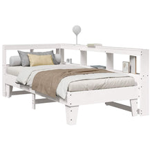 Bed met boekenkast zonder matras grenenhout wit 75x190 cm