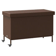 Garden storage box with wheels 110x55x73 cm poly rattan brown