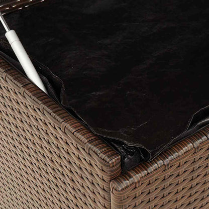 Tuinbox met wielen 110x55x73 cm poly rattan bruin