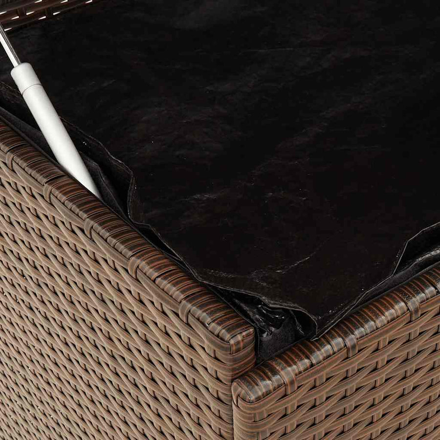 Tuinbox met wielen 110x55x73 cm poly rattan bruin