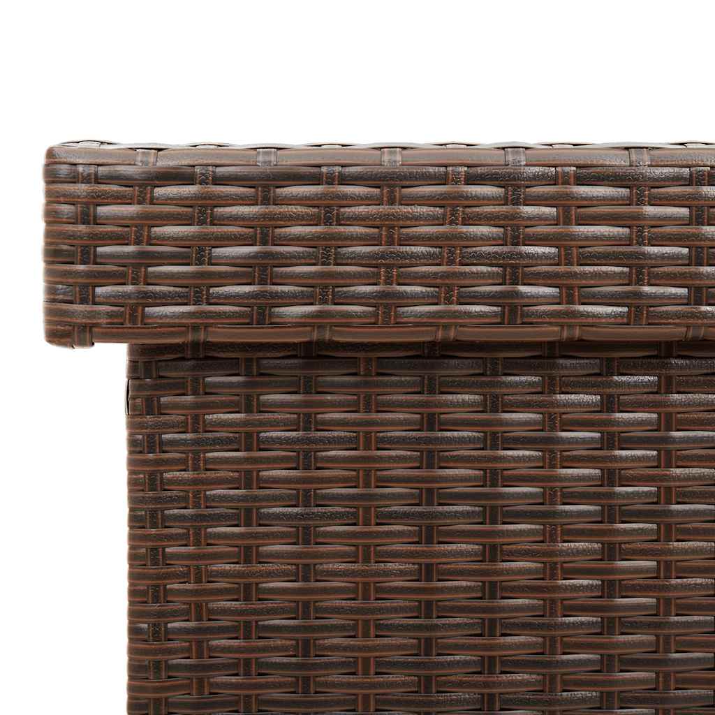 Tuinbox met wielen 110x55x73 cm poly rattan bruin