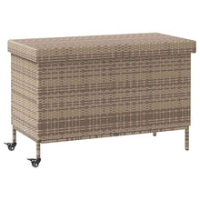 Tuinbox met wielen 110x55x73 cm poly rattan grijs