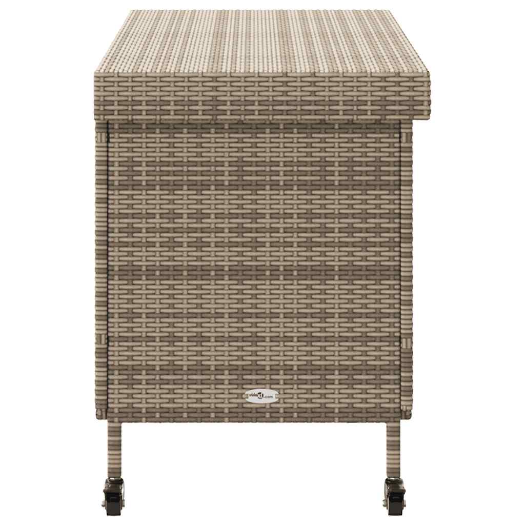 Tuinbox met wielen 110x55x73 cm poly rattan grijs
